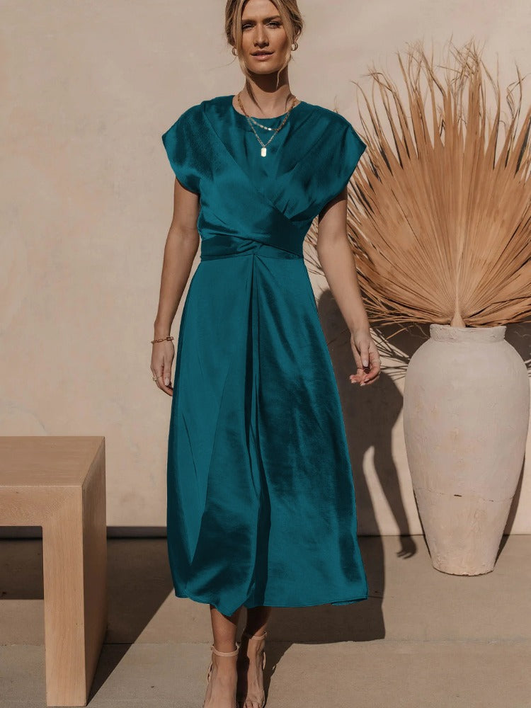 Claire™ – Robe Midi Femme Chic en Soie Élégante et Confortable