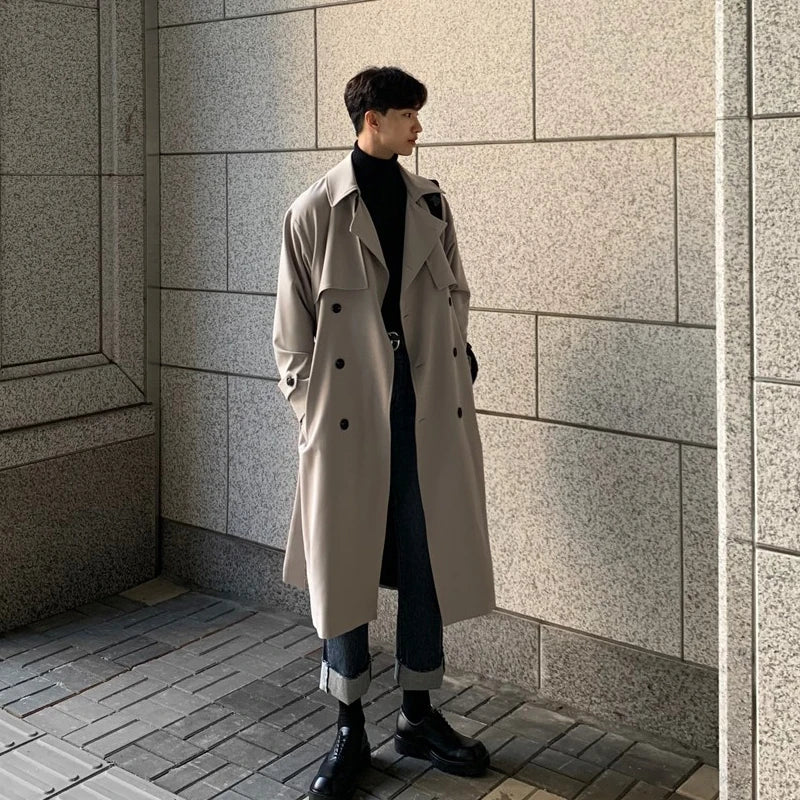 Manteau Long Homme Élégant avec Ceinture Réglable | Parfait pour Automne et Hiver - LuxeStyle