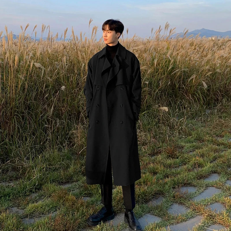 Manteau Long Homme Élégant avec Ceinture Réglable | Parfait pour Automne et Hiver