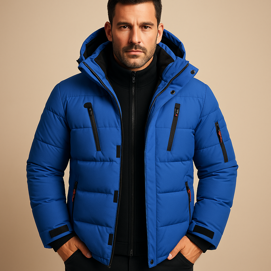 Veste hivernale épaisse bleu marine homme capuchon - LuxeStyle