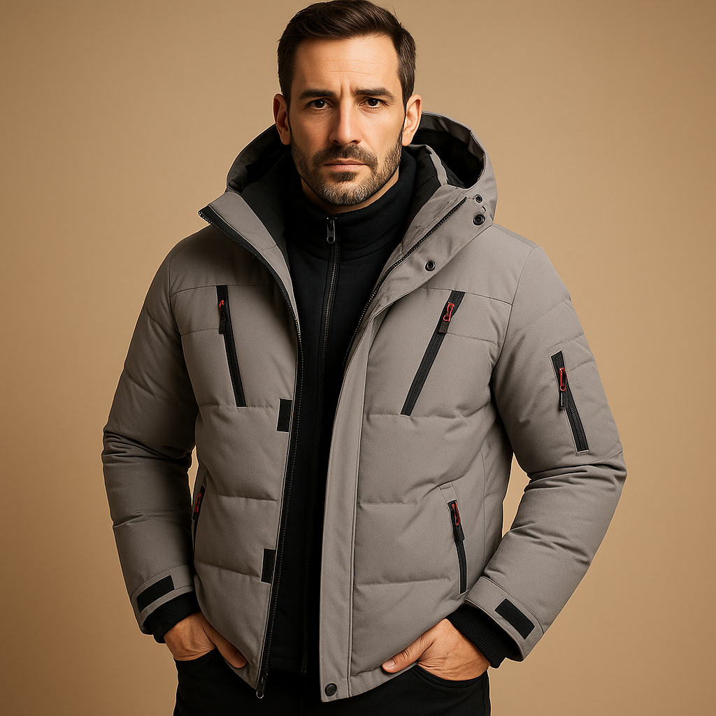 Veste hivernale épaisse bleu marine homme capuchon