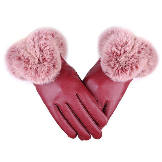 Gants Hiver Femme Douillets à Pompons en Fausses Fourrures - LuxeStyle