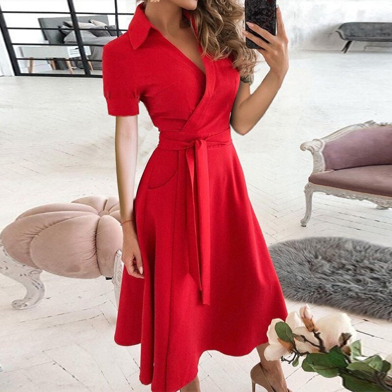 Robe Féminine Taille A Pour Femme | Longueur Mi-Mollet