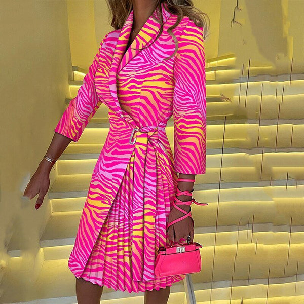 Robe Blazer Plissée Chic pour Femme Midi