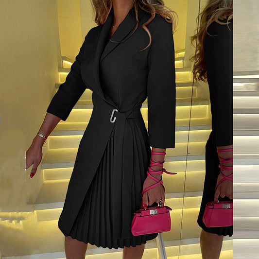 Robe Blazer Plissée Chic pour Femme Midi - LuxeStyle