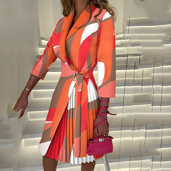 Robe Blazer Plissée Chic pour Femme Midi