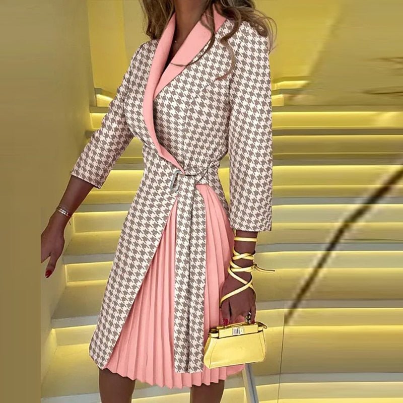 Robe Blazer Plissée Chic pour Femme Midi