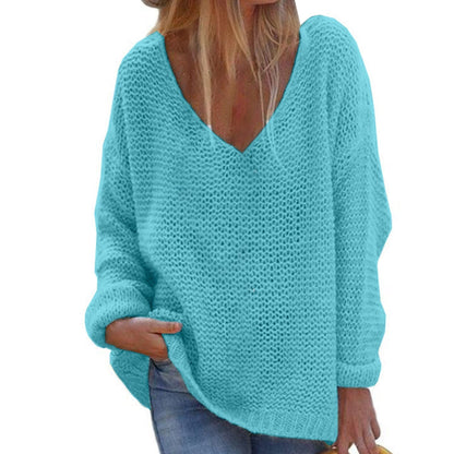 Pull Femme Gris Col V Manches Longues