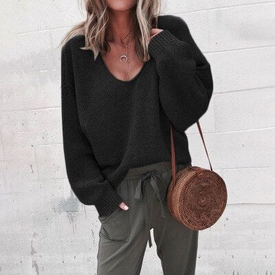 Pull Femme Col V Gris Cachemire