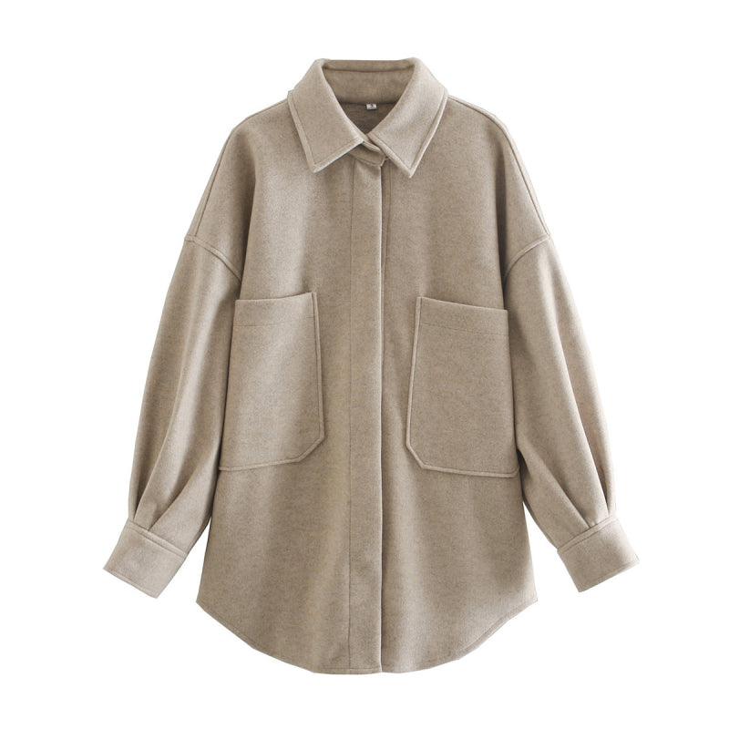 Manteau Femme Élégant Grande Taille avec Capuchon et Poches pour Automne - LuxeStyle