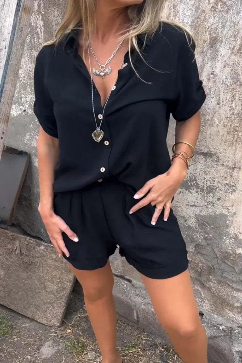 Chemise et Short Femme Été Plissé Chic
