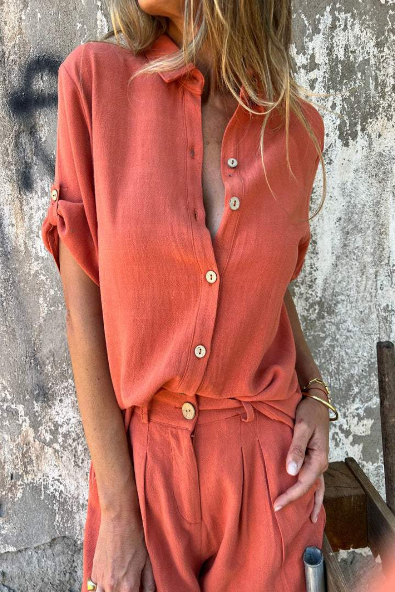 Chemise et Short Femme Été Plissé Chic