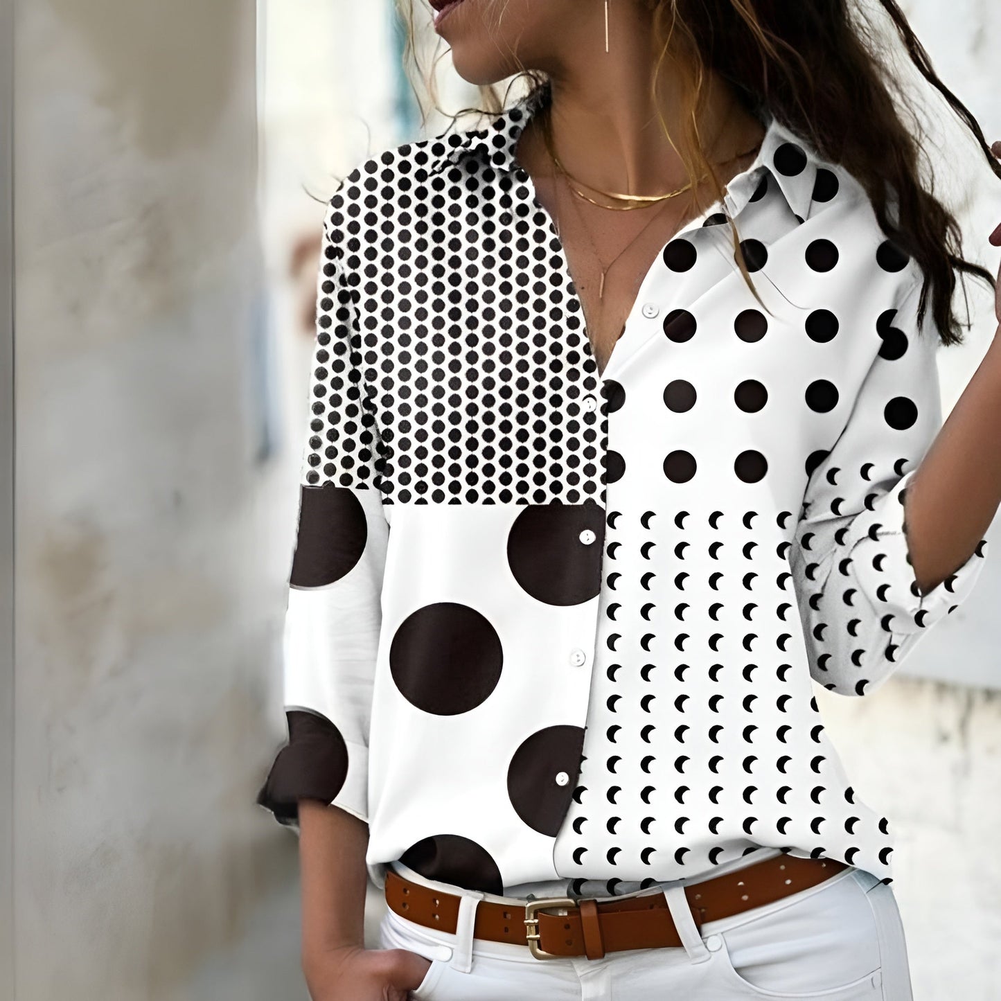 Blouse Élégante Femme – Blouse Décontractée avec Motif Chic, Coupe Fluide & Tissu Confortable - LuxeStyle