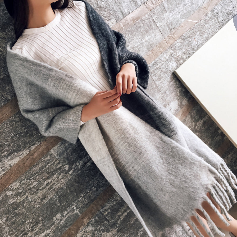 Écharpe en Laine aux Carreaux Colorés pour Femme Hiver