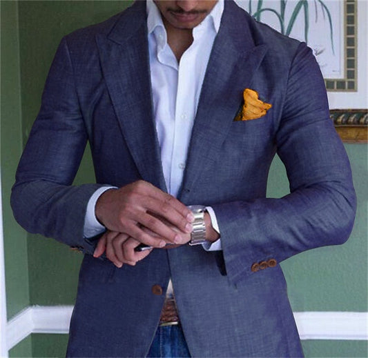 Blazer Homme Noir avec Pochette Rouge - LuxeStyle