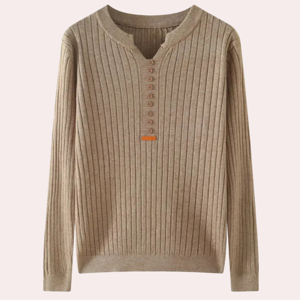 COLLEEN - Pull Élégant à Col V avec Boutons pour Femmes