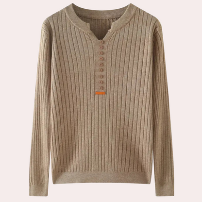 COLLEEN - Pull Élégant à Col V avec Boutons pour Femmes