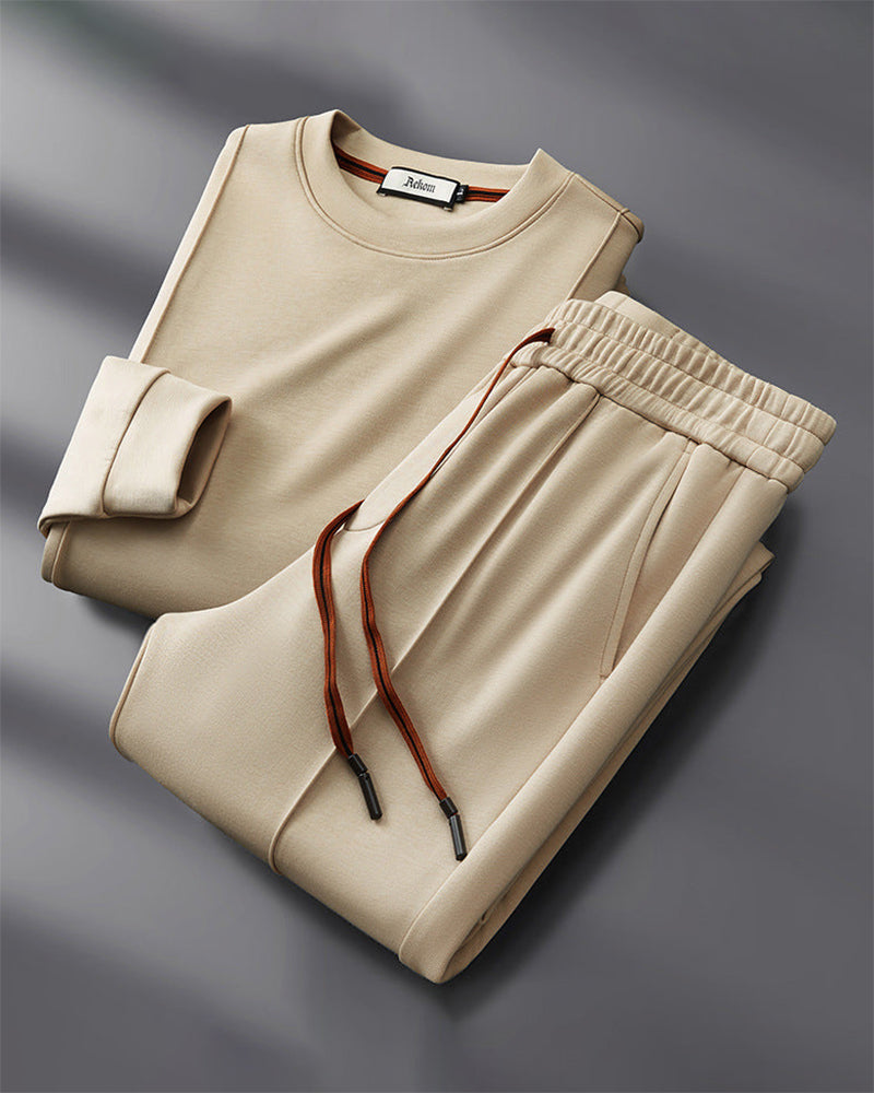 Costume Décontracté Homme Col Rond Pantalon Chino - LuxeStyle