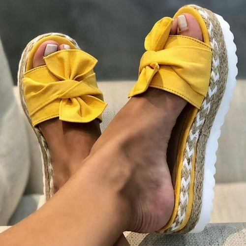 Sandales Plates à Talons Plats avec Nœud Fantaisie - LuxeStyle