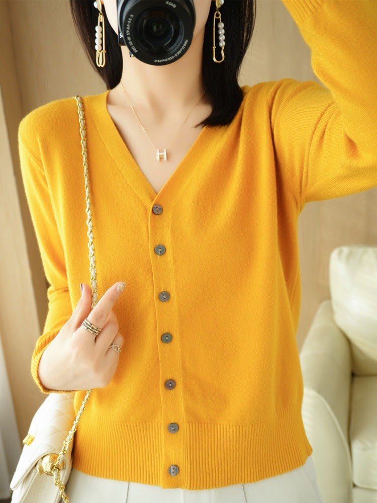 Cardigan En Cachemire À Manches Longues Pour Femme | Grande Taille