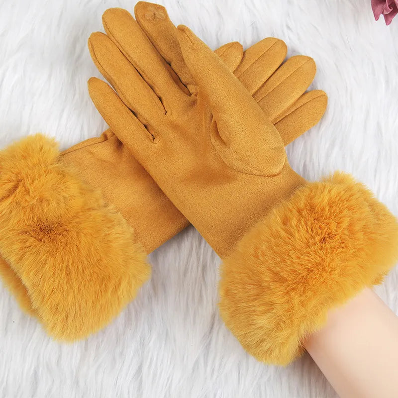 Gants Femmes Hiver Douillets avec Effet Velours