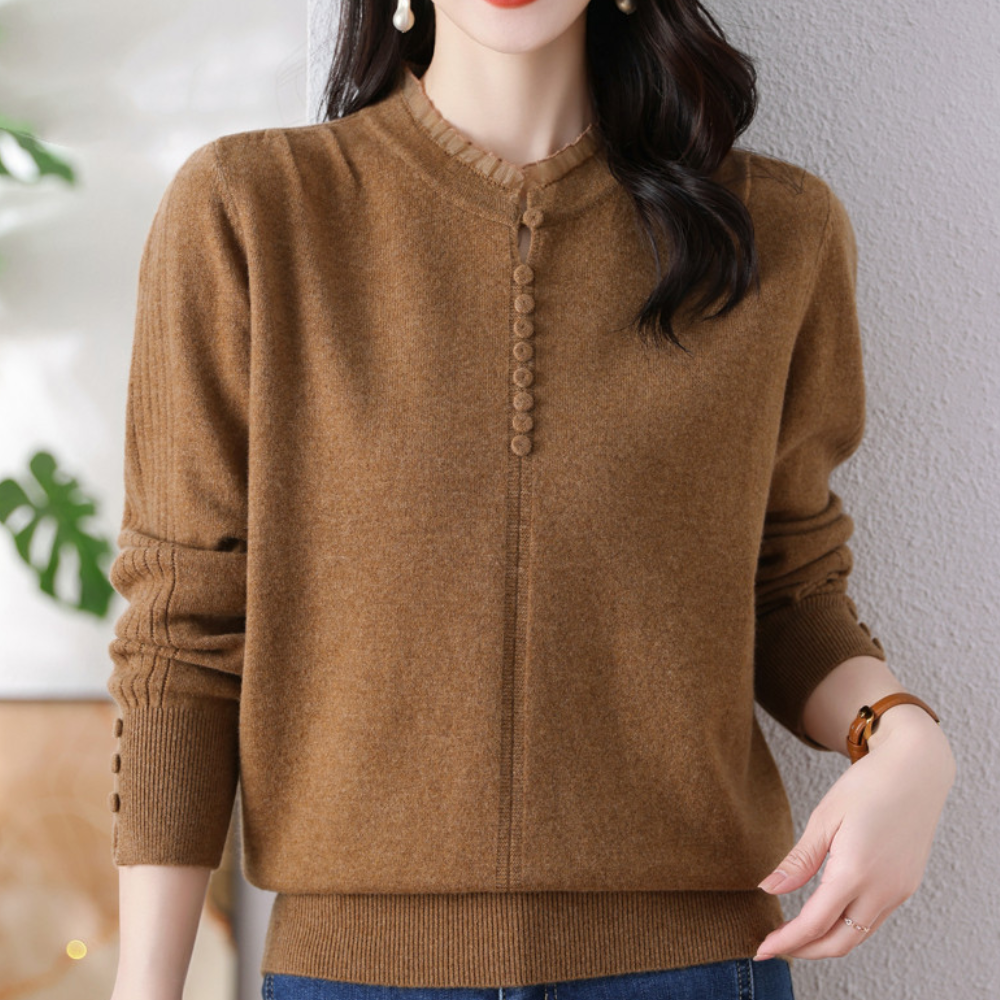 MARIELA - Pull Décoratif à Boutons Élégant pour Femmes